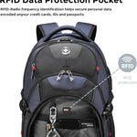 Swissdigital Design Laptop Backpack with USB Charging Port, Travel Backpack Fits 15.6 inches Computer, 31L College School Backpack for Men, Blue/Black | SD803-12