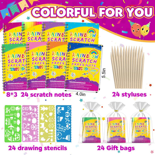 24-pack scratch rainbow art crafts notebooks for kids bulk birthday gift classroom prizes