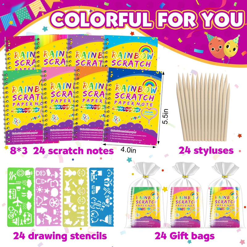24-pack scratch rainbow art crafts notebooks for kids bulk birthday gift classroom prizes