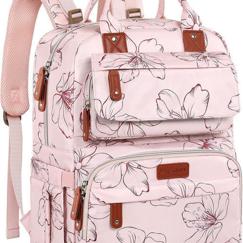 Diaper Bag Backpack, Baby Girl Diaper Bag for Mom, Large Pink Floral Diaper Bag Backpack for Girls, Waterproof Mom Backpack for Work Travel Holiday with Insulated Pockets and Stroller Straps