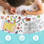 Funtopia Shrinking Art Sheets Kits for Kids, 75 Pre-Cut Keychain Making Kit | 12 Themes Shrink Paper Craft, DIY Shrink Art Plastic Sheets with Charms and Keychains Accessories