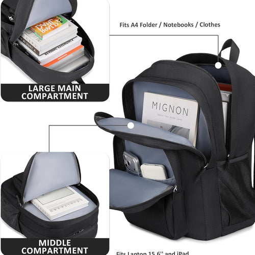 abshoo Classical Basic Womens Travel Backpack For College Men Water Resistant Bookbag (Black)
