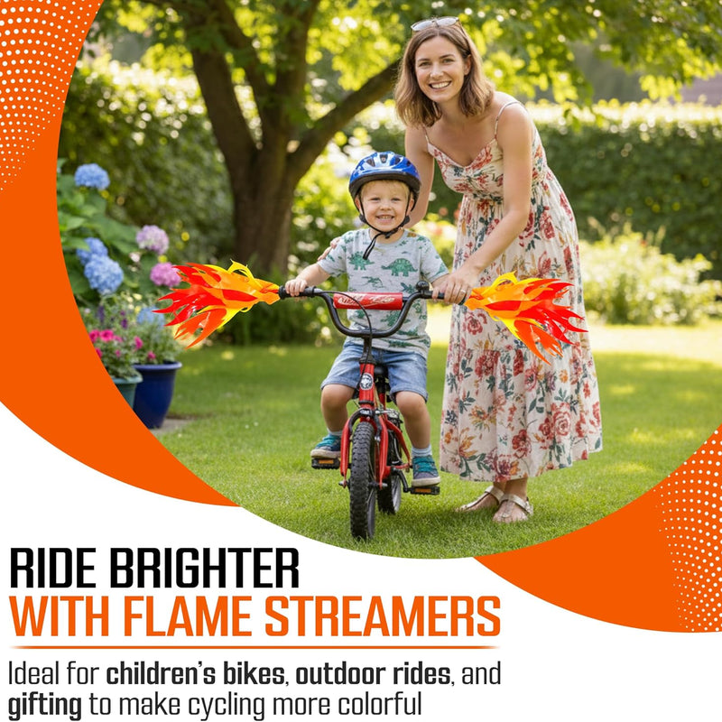 iconikal flame streamers for bicycle or scooter handlebar kids bike easy install