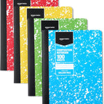 Amazon Basics Composition Notebook, College Ruled, 100 Sheets, 9.75" x 7.5", Assorted Marble Colors, 4-Pack