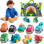Cranes Car Toys for 1 Year Old Boy Gifts with Playmat/Storage Bag | 8 PCS Vehicles for Baby Boy Gifts,1st Birthday Gift for Toddler Boy Toys 1-2,1 Year Old Toys for Infant 12 18 Months
