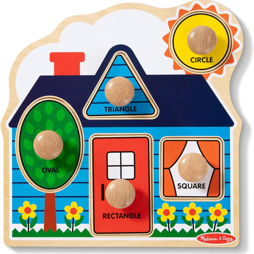 Melissa & Doug First Shapes Jumbo Knob Puzzle, Wooden Peg Puzzle, Ages 1+, Educational Toy for Shape Recognition
