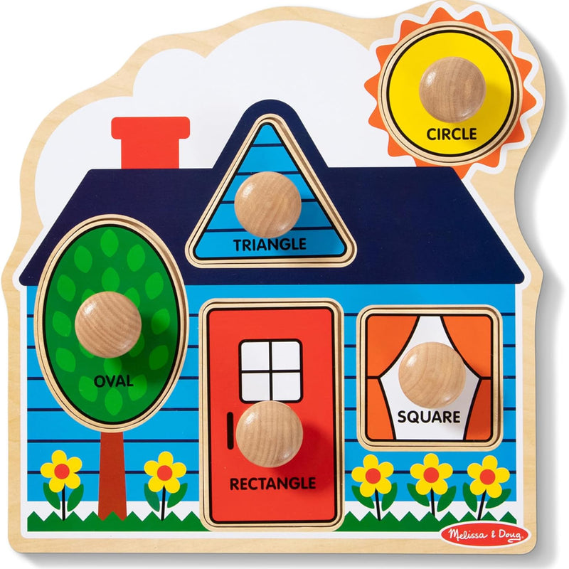 Melissa & Doug First Shapes Jumbo Knob Puzzle, Wooden Peg Puzzle, Ages 1+, Educational Toy for Shape Recognition