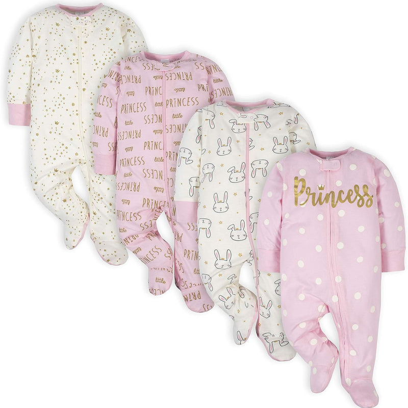 Gerber Baby Girls 4-Pack Sleep 'N Play Footie