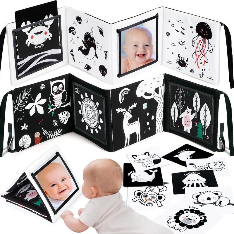 URMYWO High Contrast Baby Toy, Soft Baby Book for Newborn, Visual Stimulation, Montessori Sensory Infant Toys