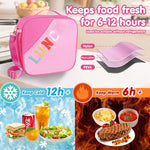 Nsrzua Lunch Bag Kids-Kids Insulated Lunch Bag with Adjustable Strap - Reusable Leakproof Lunch Box for Girls, Preppy School Lunch Tote for Travel, Picnic,School & Winter Camp