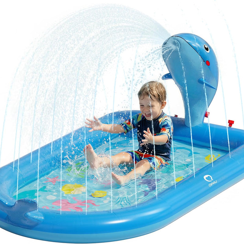 QPAU Elephant Splash Pad for Toddlers 1-3, Inflatable Sprinkler Pool for Outdoor Play