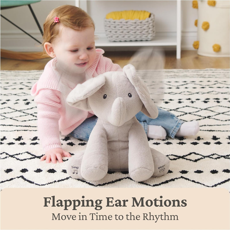 GUND Flappy the Elephant Singing Plush Toy for Babies 0 and Up, Gray, 12"