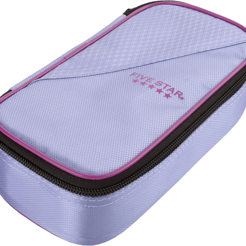 Five Star Pencil Pouch, Pen Case, High-Capacity Zipper Pouch, Storage Organizer for School Supplies Earbuds Chargers Cables Makeup, Lilac/Berry (500211F-ECM)