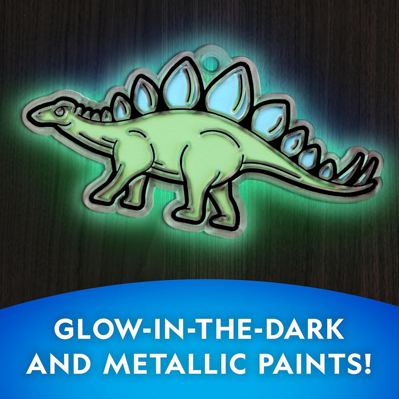 National Geographic Dinosaur Stained Glass Suncatcher Craft Kit for Kids | Glow-in-the-Dark Dinosaur Toy, Window Art, Paint Supplies, Kid Crafts Ages 4-8, Creative Activity, Birthday Gift