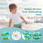 wegreeco Reusable Swim Diapers,Baby & Toddler Snap One Size Adjustable Reusable Baby Swim Diaper (Diving, Ocean, Turtle, Large, 3 Pack)