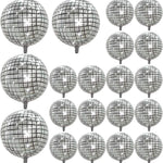 Silver Disco Balloons 10PC Set 10in & 18in Round Balloons 70s 80s Theme Party Decorations