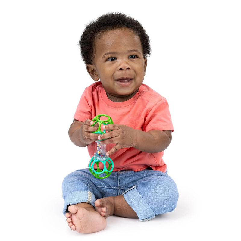Bright Starts Oball Shaker Rattle Toy: Flexible, Teethable Mini Oballs with Colorful Beads