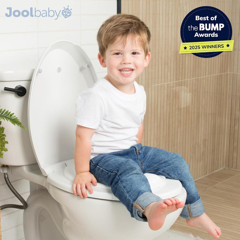 Jool Baby Quick Flip Toilet Seat with Built-in Potty & Splash Guard for Toddler Training, Slow Close (Elongated)