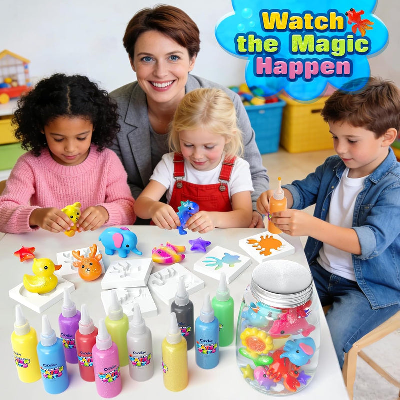 Coodoo Magic Water Elf Toy Craft Kits, Aqua Fairy Water Gel DIY Squishies Squishy Maker Toddler Kids Toys for Girls Boys Toys Birthday Gifts, Art Supplies Arts and Crafts for Kids Ages 4-6 4-8 8-12