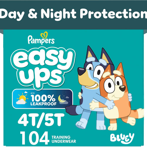 Pampers Training Pants - Easy Ups Boys & Girls Bluey - Size 4T-5T, 104 Count, Children's Potty Underwear (Packaging May Vary)