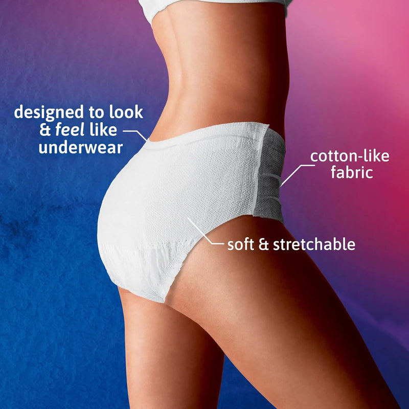 TENA Stylish White Super Plus Incontinence Underwear Women, L 37-50in 64 ct | For everyday confidence, this protectivce Incontinence underwear offers strong absorbency with a comfortable, body-close fit