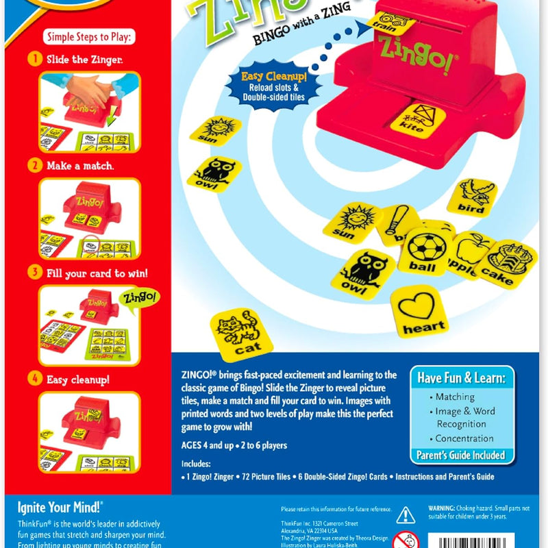 ThinkFun Zingo Bingo Award Winning Preschool Game for Pre-Readers - Ages 4 and Up, One of the Most Popular Board Games