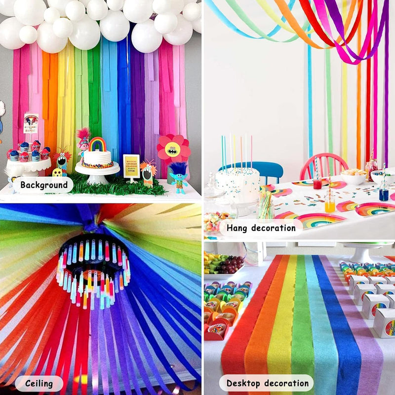12 rolls crepe paper streamers, assorted colors, 82 feet length, birthday party supplies