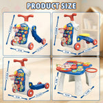 HYES 5 in 1 Baby Push Walker for Baby Boy, Blue | Activity Center Learning to Walk, Sit to Stand, Early Learning Push Toys for Infant, Walking Toys Gift for Toddler Boys
