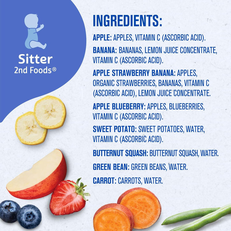 Gerber Stage 2 Baby Food, Fruit & Veggie Favorites Tubs, Baby Puree, Variety 32PK | Stage 2 fruit and veggie puree variety pack; 32 x 4 oz tubs