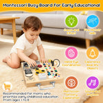 25-in-1 Montessori Busy Board with LED Lights, Sensory Activities for Toddlers 1-3 Years