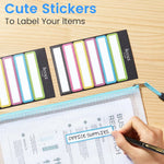 Sooez 24 Pack Mesh Zipper Pouch with Sticky Labels, A4 Mesh Bags, Sturdy Letter Size File Folders Organizer, Office School Classroom Teacher Supplies, Toy Storage Bag Board Game Puzzles Organization