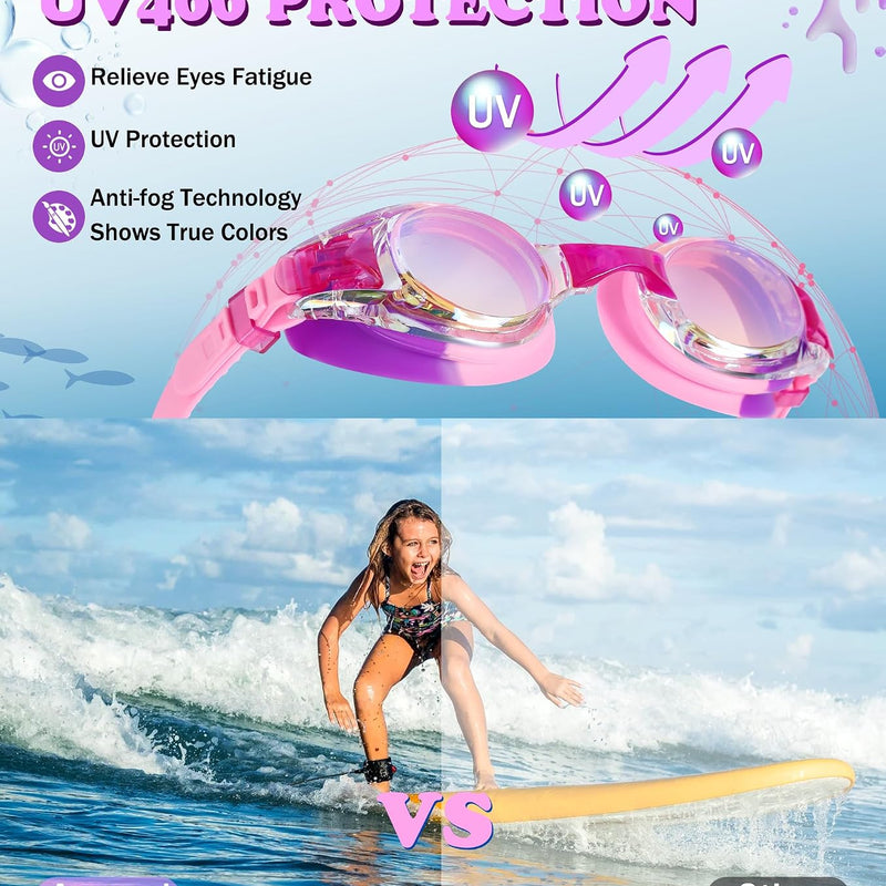 Aegend 2 Pack Kids Goggles, Swimming Goggles for Kids Age 4-16 Boys and Girls Youth, Anti-Fog Waterproof Anti-UV Pool Goggles