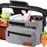 Stroller Organizer with Cup Holder, Non-Slip Stroller Caddy Baby Essentials | Universal Stroller Bag Accessories with Detachable Phone Bag, Fits for Uppababy, Baby Jogger, Christmas New Moms Baby Gifts