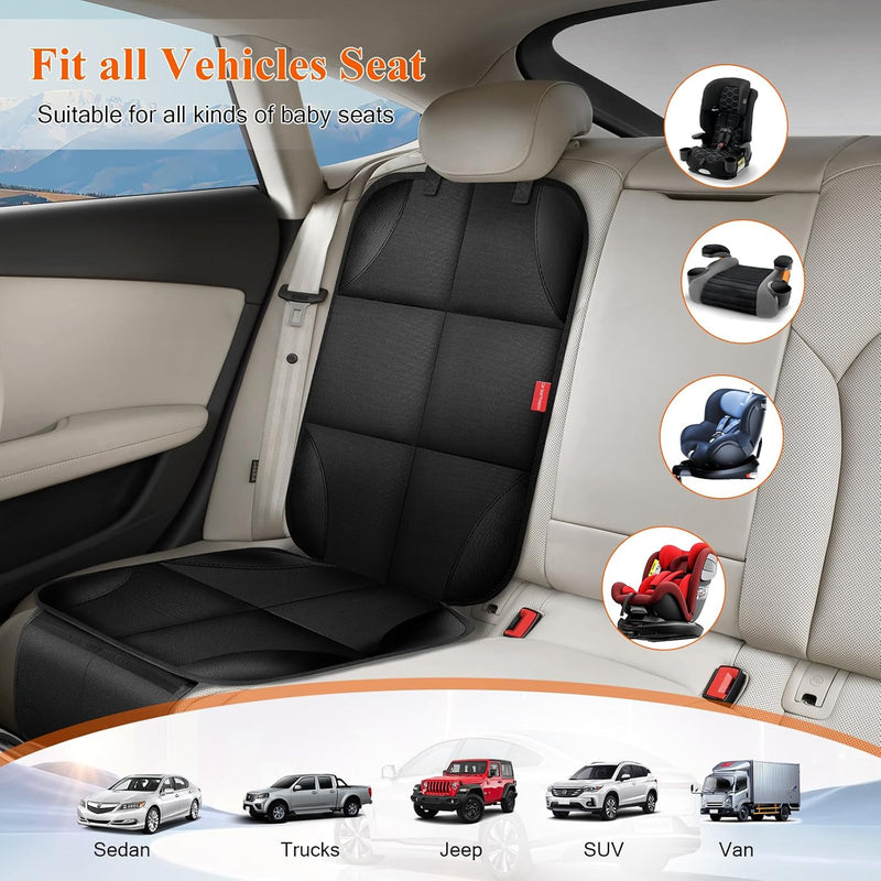 Car Seat Protector, Carseat Seat Protectors with Thick Padding No Imprints | Non-Slip Backing, Waterproof, Universal Fit, Heat Resistant, 600D Fabric Car Seat Covers with Storage Pockets for Baby