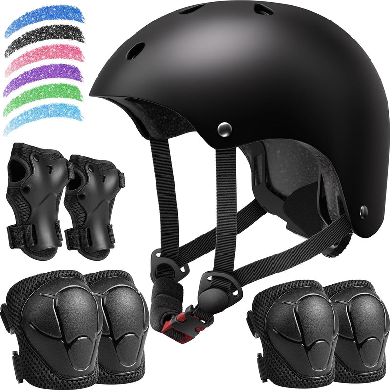 Adjustable Kids Bike Helmet Set for Ages 2-14, Multi-Sports Safety Gear with Knee and Elbow Pads