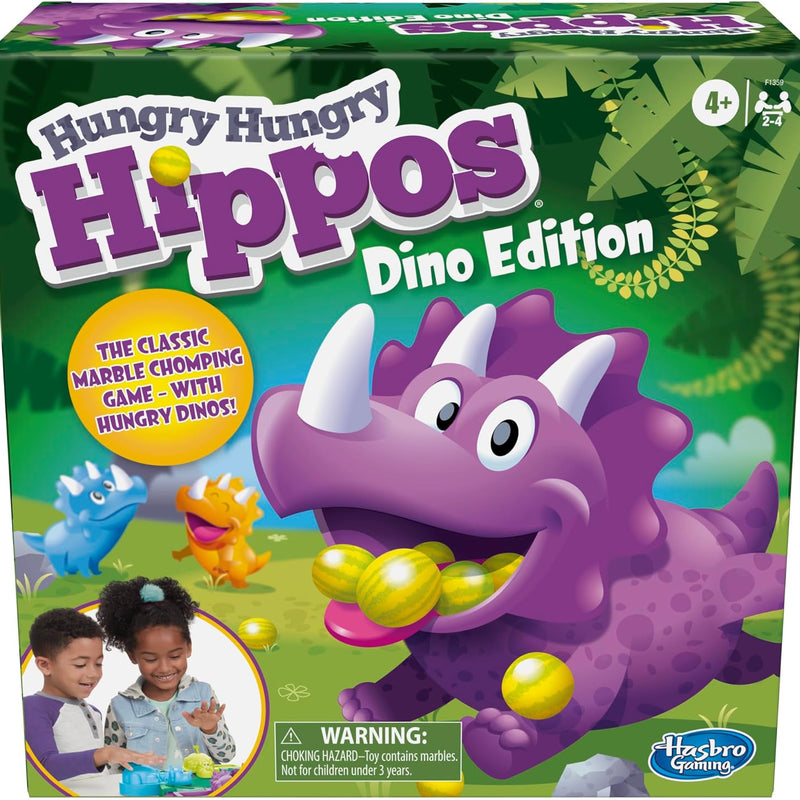 Hasbro Hungry Hungry Hippos Dino Edition Board Game for kids aged 4 and up, 2-4 players