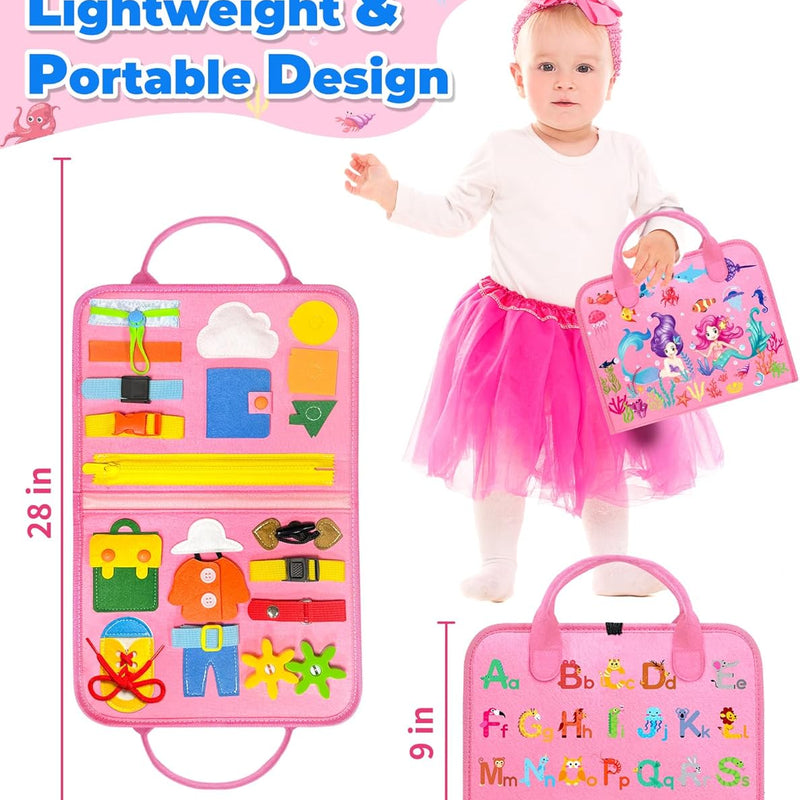 Busy Board Montessori Toys for Toddlers with 8 Pages of Learning Activities and Sensory Experience