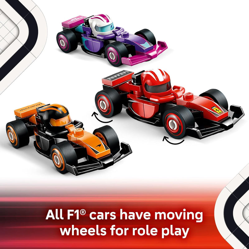 LEGO F1 Collectible Race Cars, 6 Pack - Building Set for Kids 6+, Birthday Party Favor or Gift - Mystery Box W/Surprise F1 Car Toys