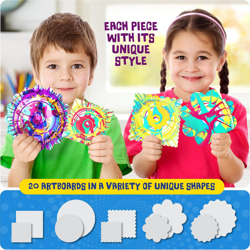 Paint Vortex Spin Art Machine - Kids Art Kit for Boys & Girls Ages 6+ | Motorized Spinner with Splash Guard, Metallic Paints & 20 Artboards - Birthday Gifts for Girls - Craft Kit