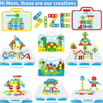 Educational Toys Building Blocks, 244 Pieces Electric Screwdriver DIY Building Toys for Boys and Girls, Educational Construction Building kit for Kids Ages 4 5 6 7 8 9 10 Year Old