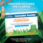 National Geographic Butterfly Growing Kit - Butterfly Habitat Kit with Voucher to Redeem 5 Caterpillars (S&H Not Included), Butterfly Cage, Feeder (Amazon Exclusive)