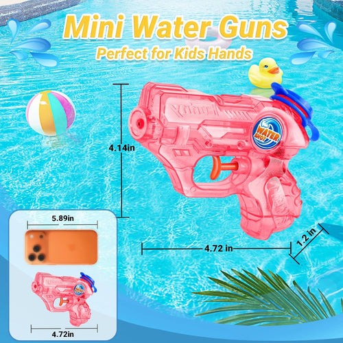 Mini Water Gun for Kids Toddler, 2 Pack Squirt Blasters Water Guns Toys | Small Soaker Pistol Super Squirts with Trigger for Boys Girls Summer Swimming Bath Pool Beach Outdoor Party Games Gift Toys