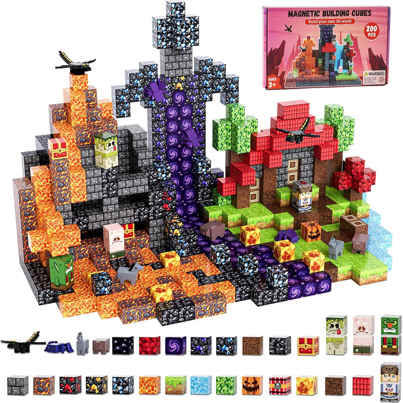 200PCS Magnetic Building Blocks Set, Magnetic Tiles for Kids, STEM Toys for Ages 3-10