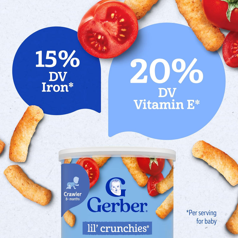 Gerber Stage 3 Garden Tomato Lil Crunchies Snack, 1.48 Oz, 6 Pack