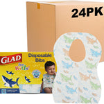 Glad for Kids Disposable Paper Bibs with Crumb Catcher, Unicorns, 30 Count | Absorbent, leakproof design for mess-free feeding at meals, crafts, parties, and travel