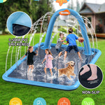 Splash Pad for Kids & Dogs, Large Sprinkler Pad Water Toys with Basketball Hoop, Thickened Non-Slip Splash Mat, Foldable Play Pool & Outdoor Summer Toys Ages 4-12 (102" Splash Pad)