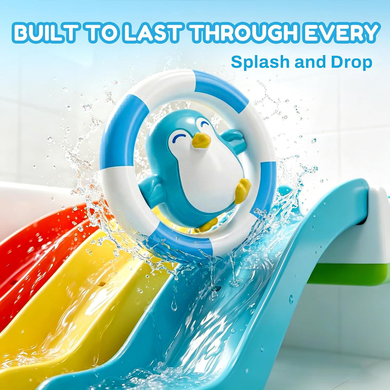 iPlay, iLearn Baby Infant Slide Bath Toys, Bathtub Float Animal Toddler 1-3 | Fun Bathtime Shower Toy, Kid Bathing Tub Pool Water Playset, Birthday Summer Gift Stuffer for 12 18 Months 1 2 3 Yrs Boy Girl