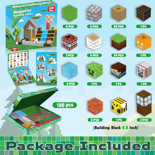 ToyUnited Magnetic Blocks 100PCS Magnetic Building Blocks for Kids Boys Girls Age 3-10 STEM Montessori Learning Toy