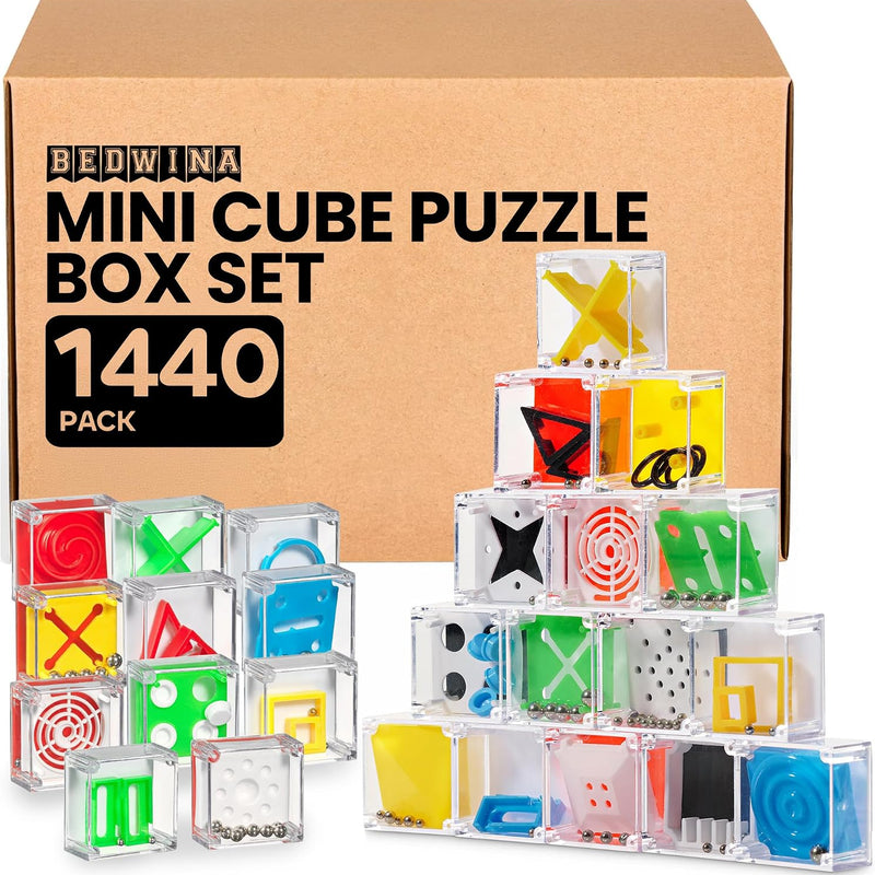 Bedwina Mini Cube Puzzle Box Set - Pack of 24 Balance IQ Party Favor Games for Kids, Teens and Adults, 1.5 Inch 3D Brain Teaser Maze Ball Toy Puzzles, Mini Ball Game for Kids in Bulk