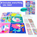 EZCRA Gem Sticker Kit for Kids - 990+ Stickers, 8 Unicorn Princess Themes | Diamond Art Stickers and Gem Craft Set. Mess-Free and DIY Arts and Crafts. Birthday and Holiday Gift for Girls Ages 3-8.